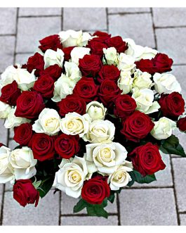 Bouquet de Roses Blanches et Rouges de Région